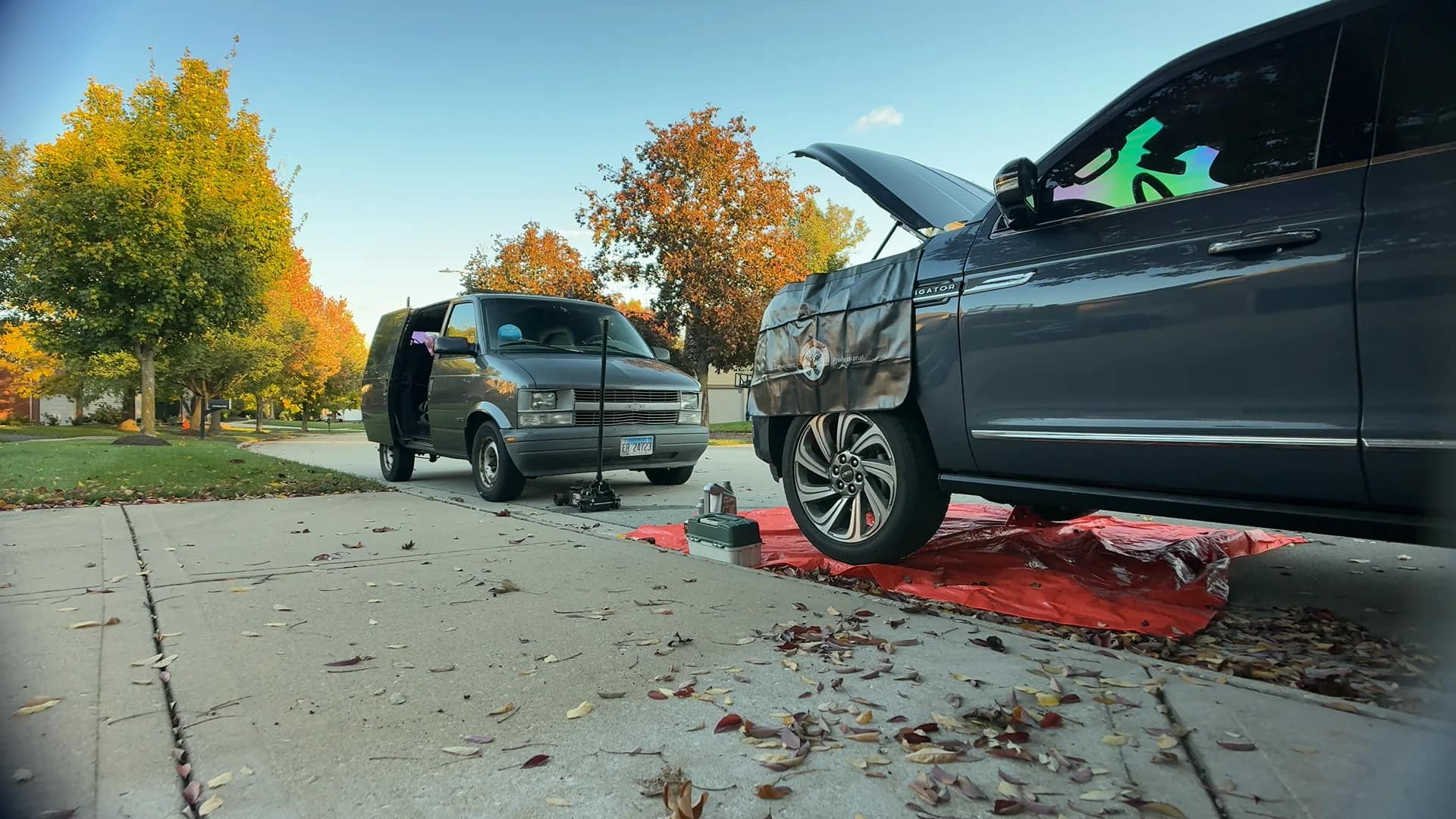 Grease Nomads providing mobile automotive care in a customer driveway