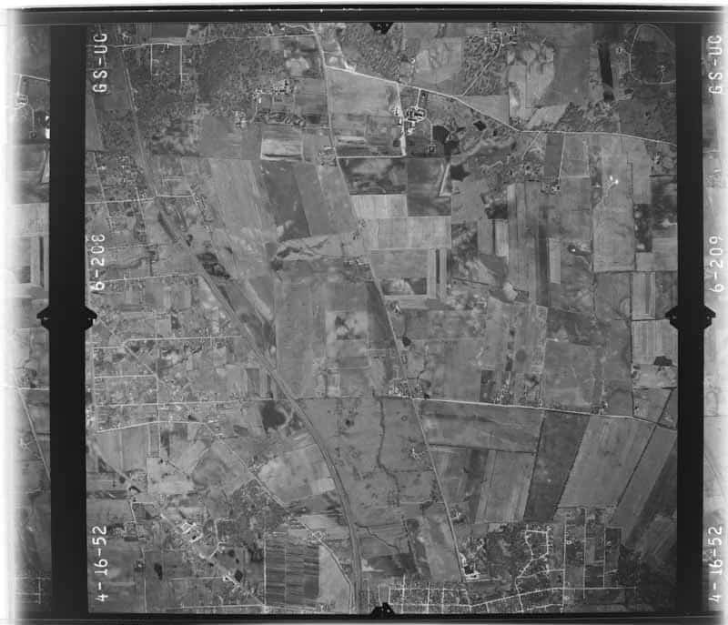 Complete federal aerial photograph of the St. Procopius College campus and surrounding Lisle farmland