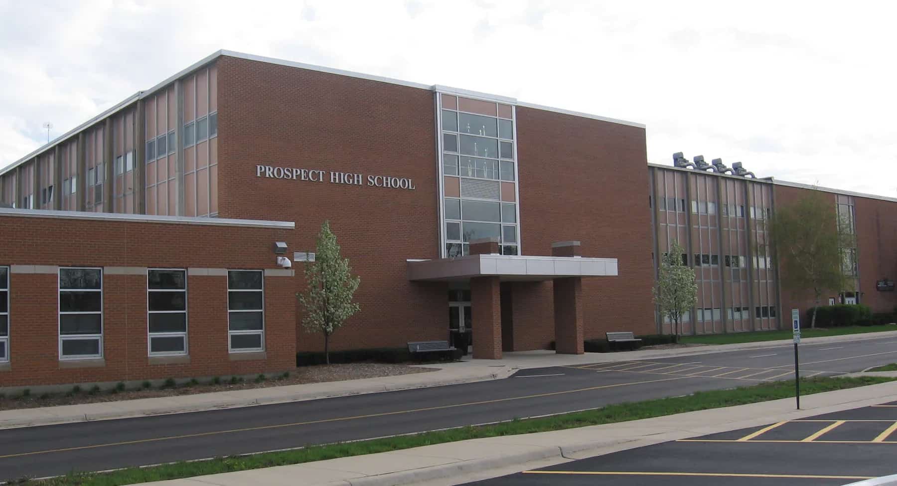 Prospect High School in Mount Prospect photographed from Kensington Road