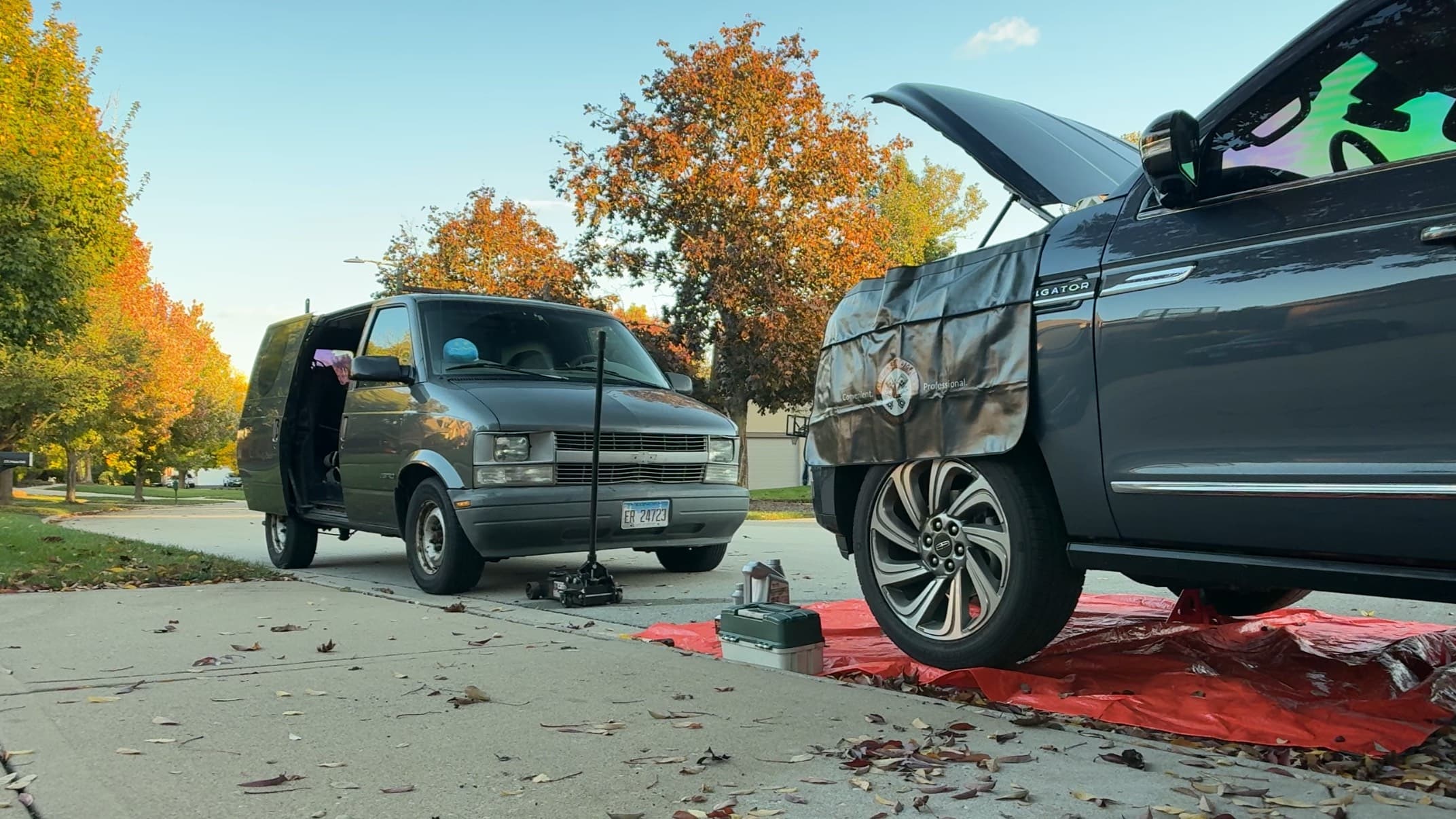 Mobile mechanic professional on-site repair setup